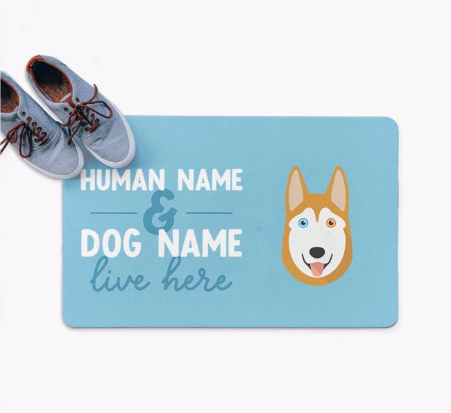 Human & Dog Live Here: Personalized {breedFullName} Doormat